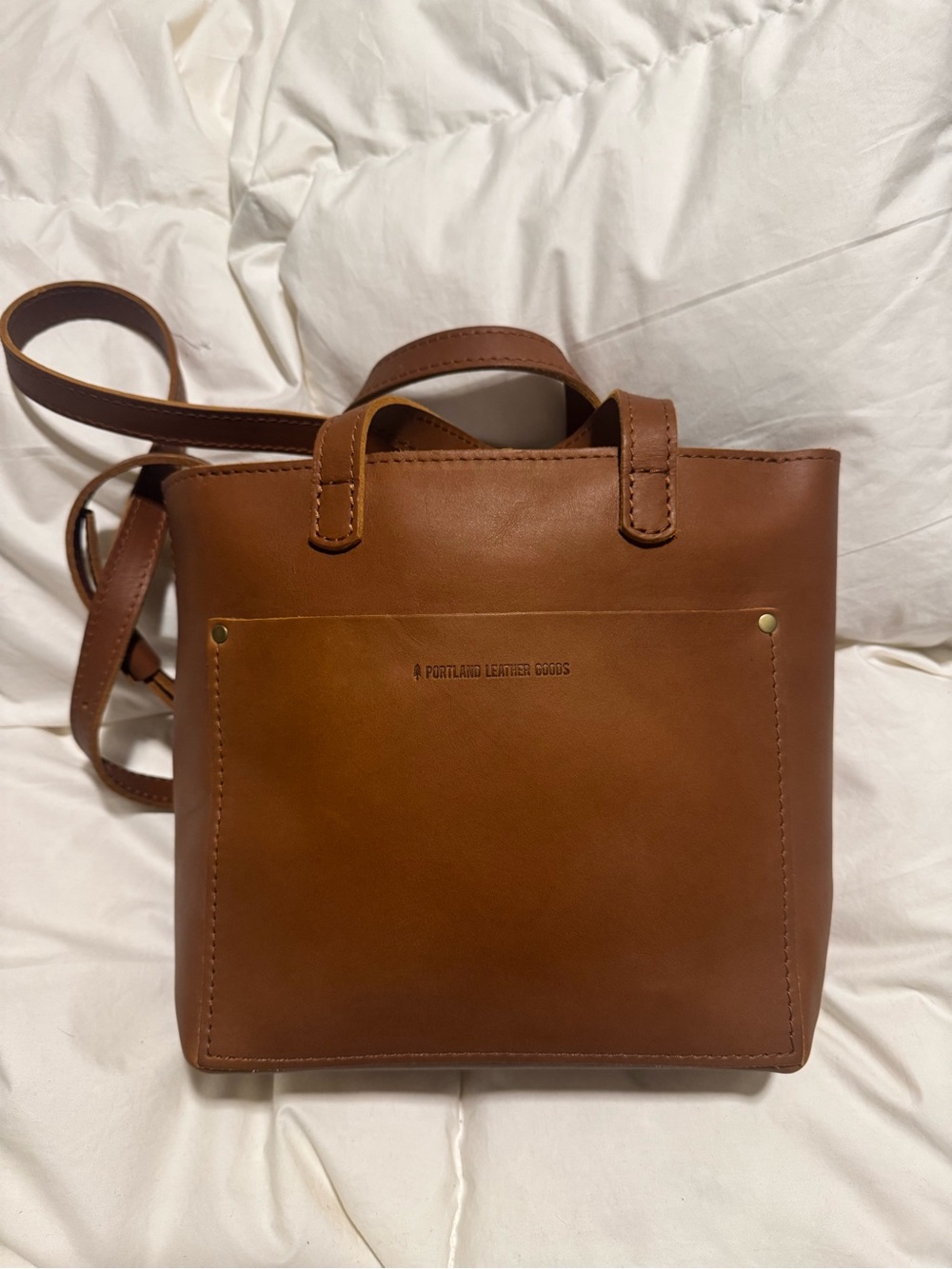 Brand New Portland Leather Honey Leather Compact Messenger Tote- Never Used